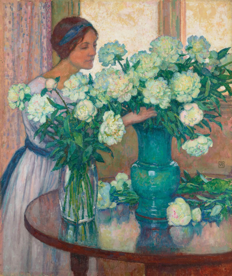Peônias brancas - Théodore van Rysselberghe