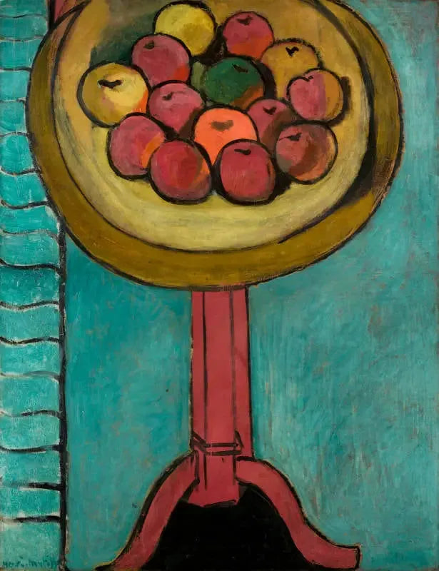 As Maçãs na mesa, com fundo verde - Henri Matisse