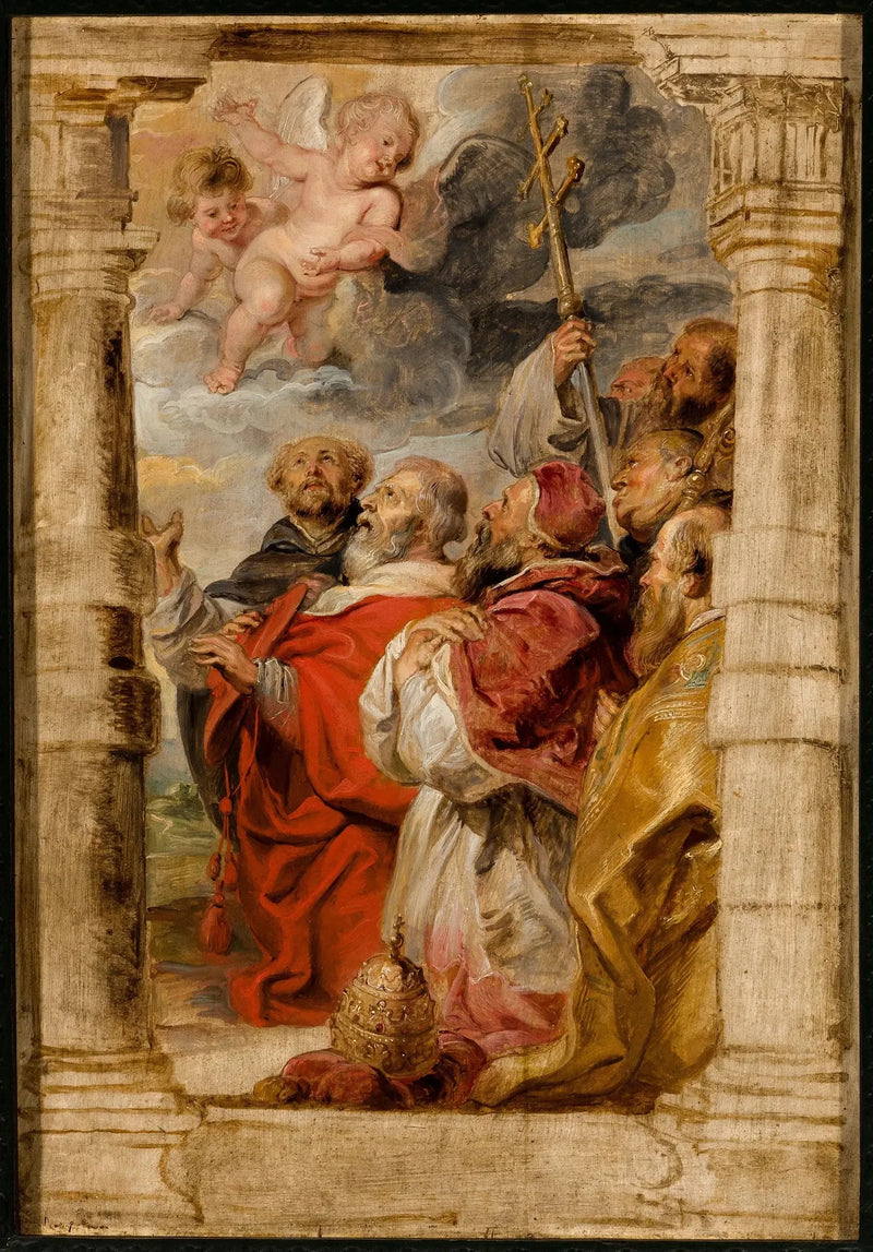 Os príncipes da Igreja adorando a Eucaristia - Peter Paul Rubens