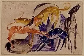 Os quatro cães de companhia do príncipe Jusuff - Franz Marc