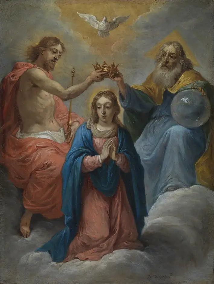 Os quinze segredos do rosário: a coroação da Virgem Maria como Rainha do Céu - David Teniers, o Jovem