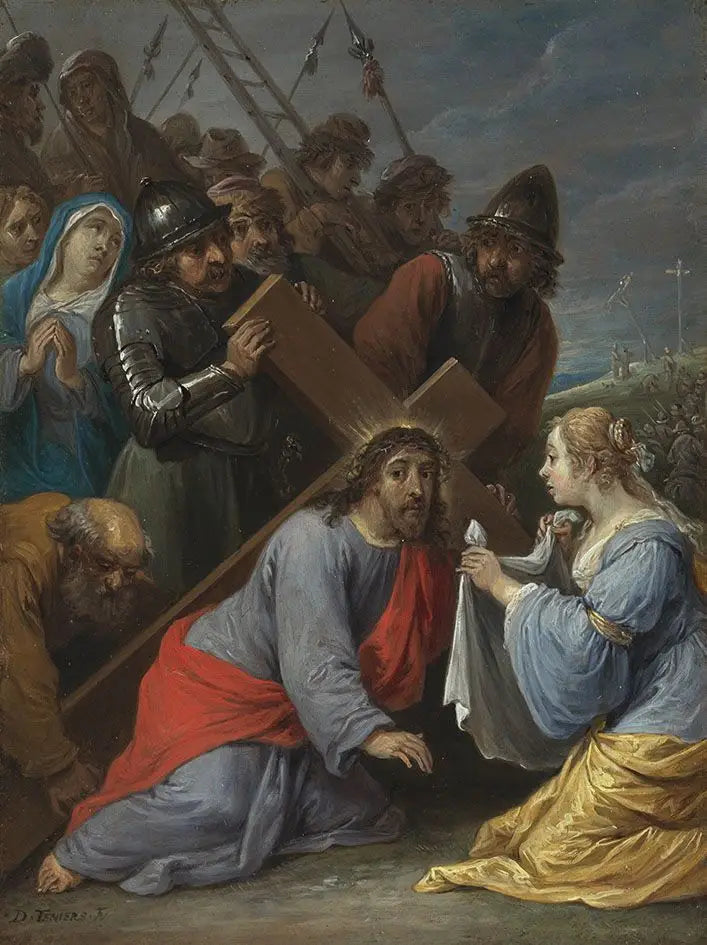 Os quinze segredos do rosário: a caminhada da cruz por Cristo com o encontro com Verônica - David Teniers o Jovem