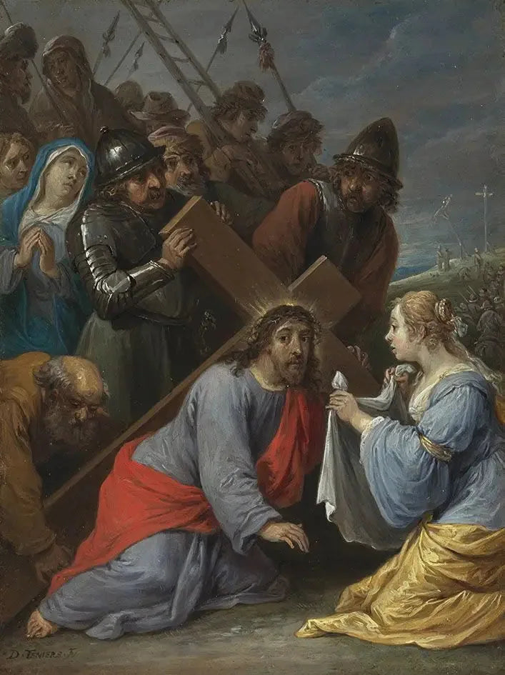 Os quinze segredos do rosário: a caminhada da cruz por Cristo com o encontro com Verônica - David Teniers o Jovem