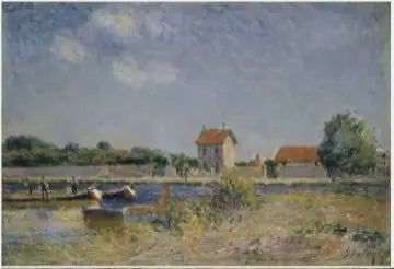 As margens do canal do Loing em Saint-Mammès - Alfred Sisley