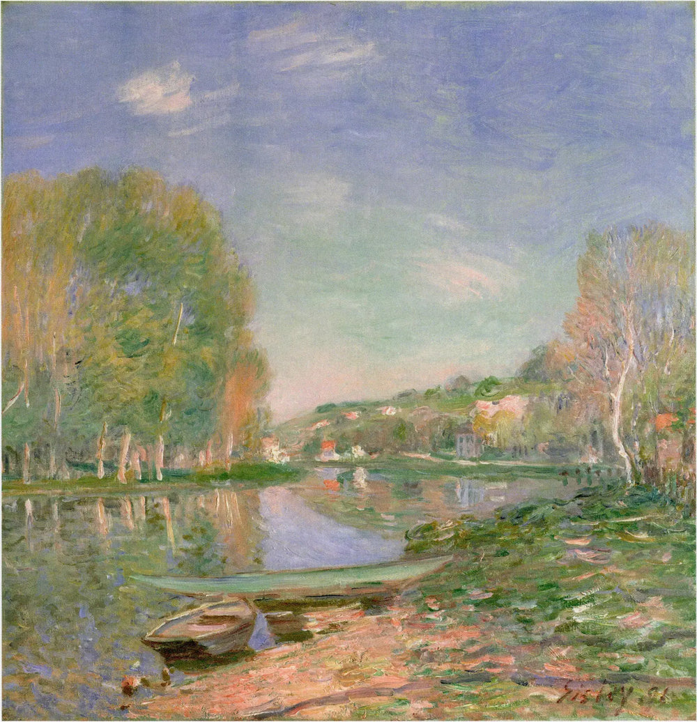 Les rives du Loing, matin - Alfred Sisley image 1 copie de tableau peinte à la main