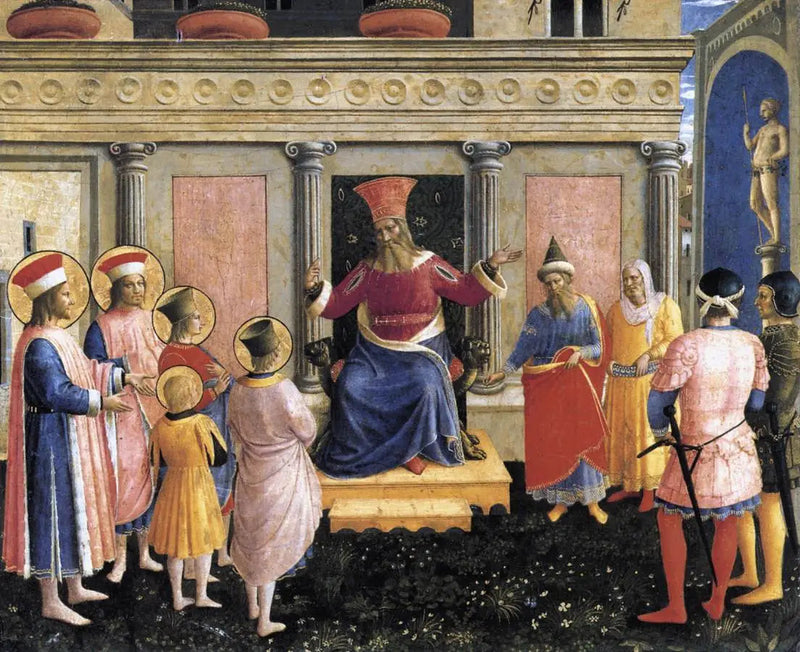 Os santos Côme e Damião com seus irmãos diante do procônsul Lísias - Fra Angelico