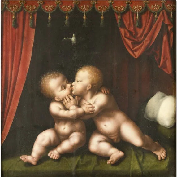 Os santos Meninos se abraçando - Joos van Cleve