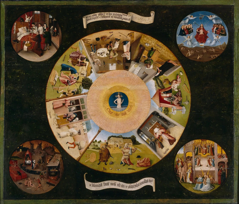 Os Sete Pecados Capitais e as Quatro Últimas Etapas humanas - Hieronymus Bosch