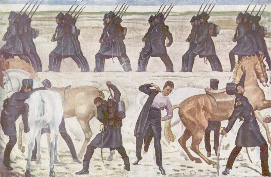 Os soldados se preparam - Ferdinand Hodler