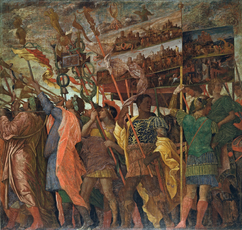 Os Triunfos de César: 1. Os Porta-Quadros - Andrea Mantegna