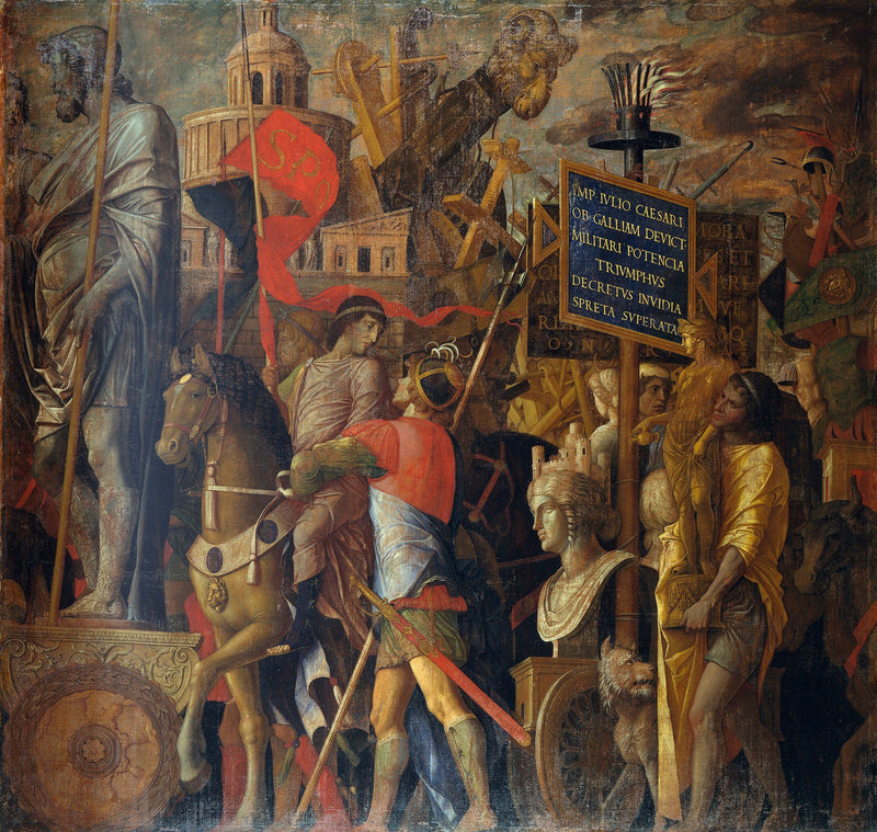 Os Triunfos de César: 2. Os portadores de estandartes e o material de cerco - Andrea Mantegna
