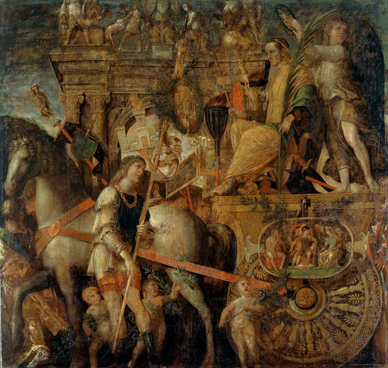 Os Triunfos de César: 9. César em seu carro de guerra - Andrea Mantegna