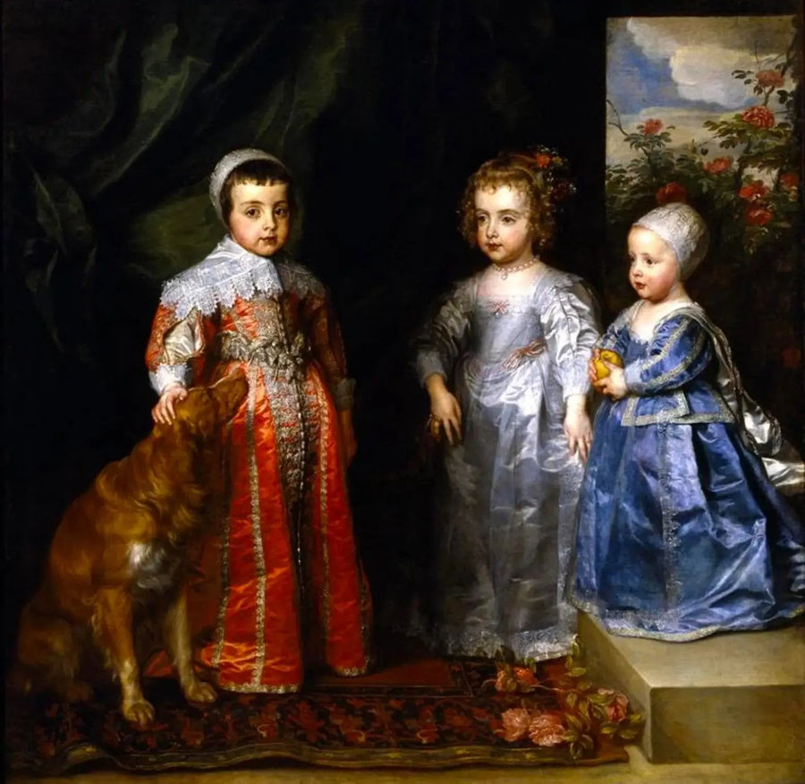 Os três filhos mais velhos de Carlos I Stuart (1600-1649) e Henrietta Maria de Bourbon (1609-1669), Carlos (1630-1685), Maria (1631-1666) e Jacques (1633-1685) - Antoine van Dyck