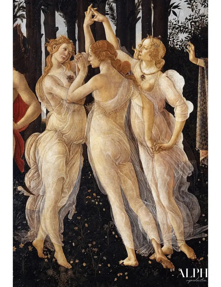 Les trois grâces. Détail de: Le printemps - Sandro Botticelli Reproductions de tableaux à la peinture à l’huile