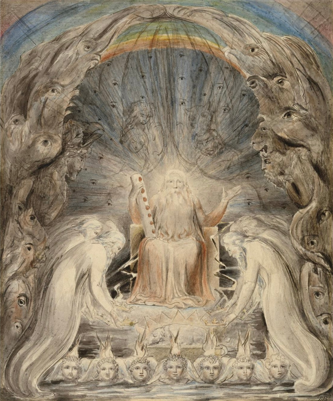 Les vingt-quatre vieillards déposant leurs couronnes devant le trône divin - William Blake - Alpha Reproduction