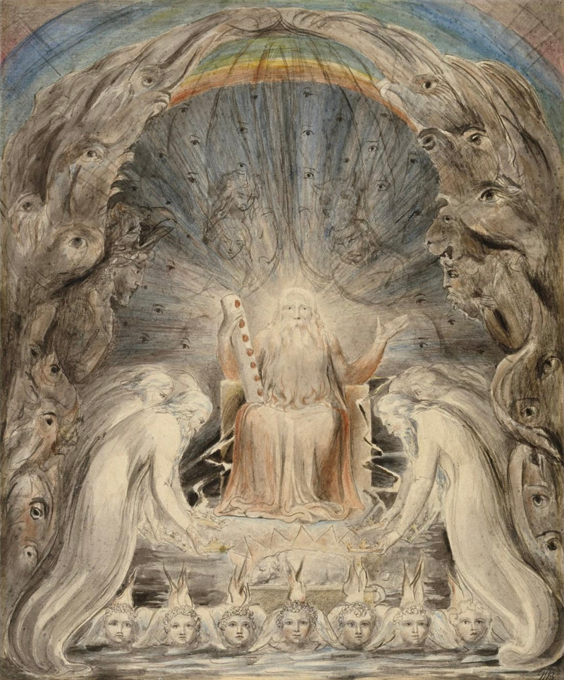 Os vinte e quatro anciãos depositando suas coroas diante do trono divino - William Blake
