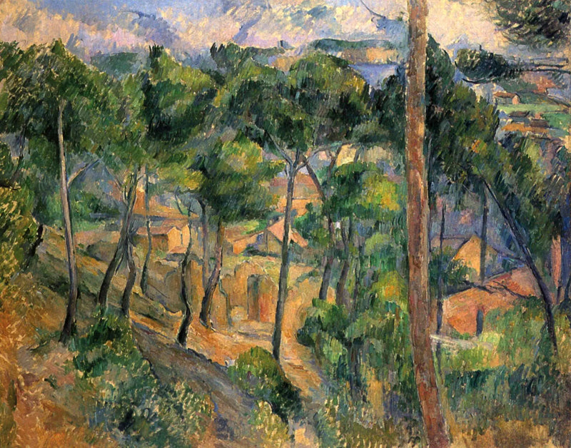 L'Estaque vista através dos pinheiros - Paul Cézanne