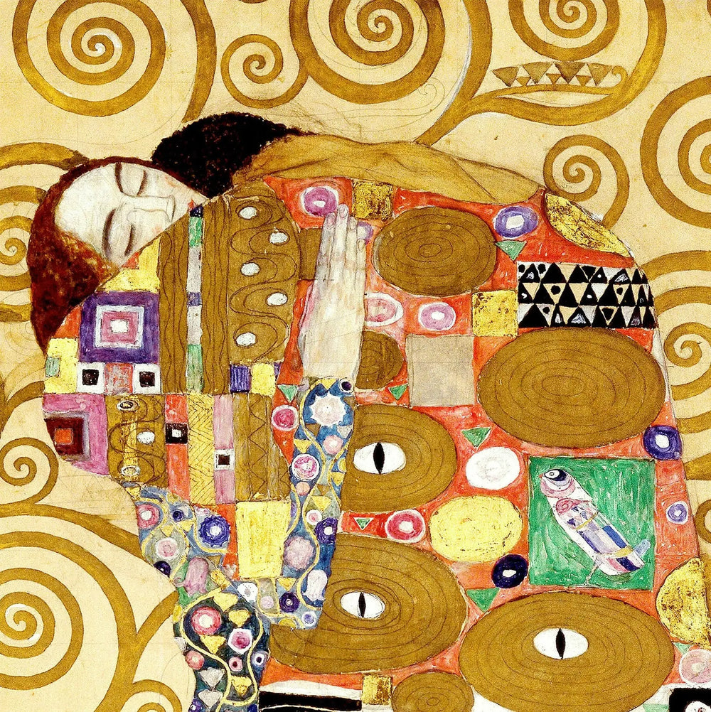 Reproduction du tableau « 🤝 L'Étreinte (Détail de L'Arbre de Vie) – Gustav Klimt (vers 1905-1909) » par Alpha Reproduction en peinture à l’huile