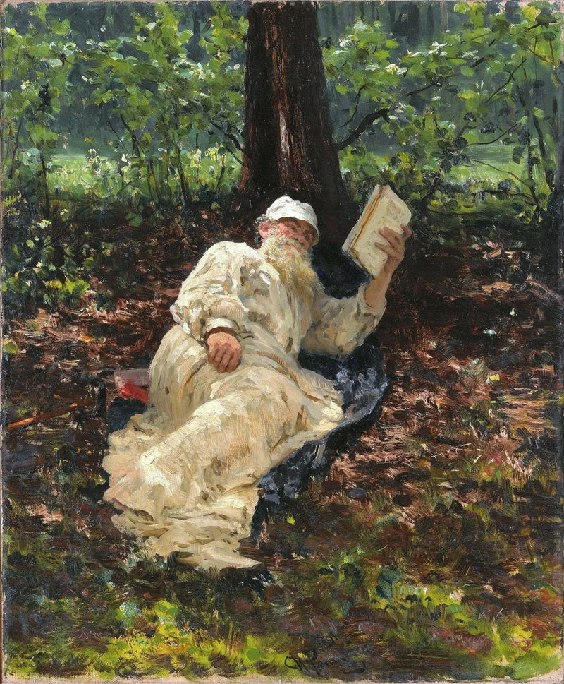 Lev Nikolaïevitch Tolstói descansa na floresta. - Ilya Repin