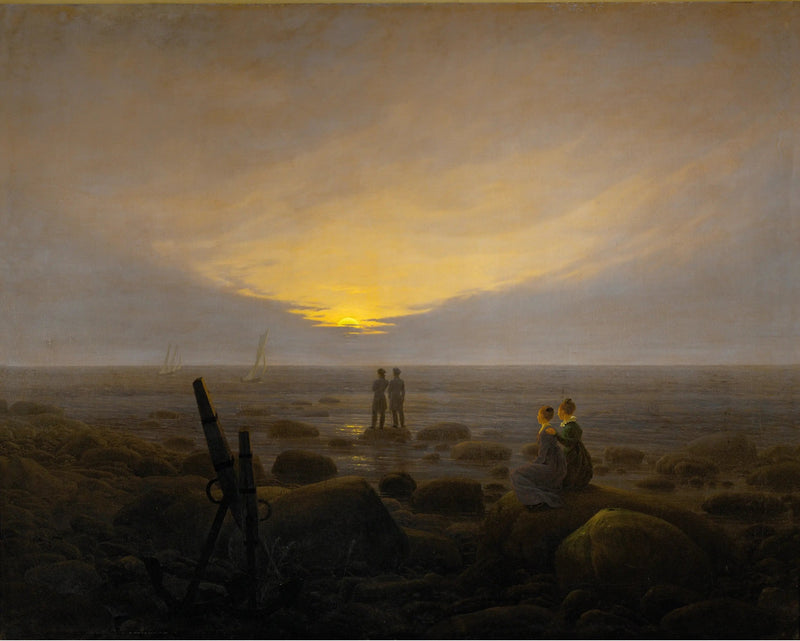 Alvorecer na Lua sobre o Mar - Caspar David Friedrich