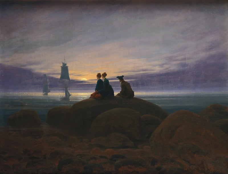 Alvorecer na Lua sobre o Mar - Caspar David Friedrich