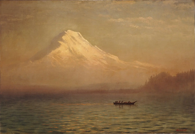 Pôr do sol sobre o Monte Tacoma - Albert Bierstadt