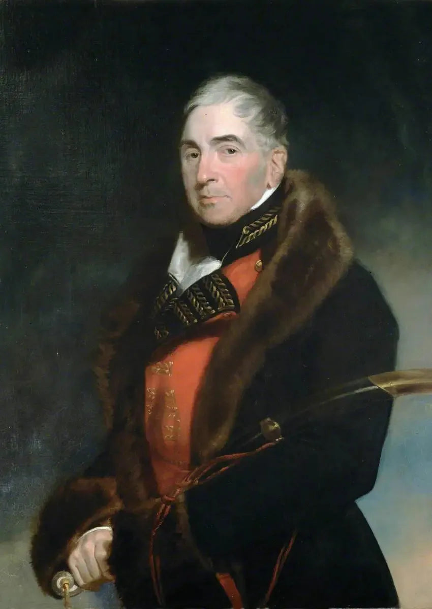 General de divisão (mais tarde general) Thomas Graham (1748–1843), barão Lynedoch, vestindo um casaco forrado de pele por cima do uniforme de oficial-general - Thomas Lawrence