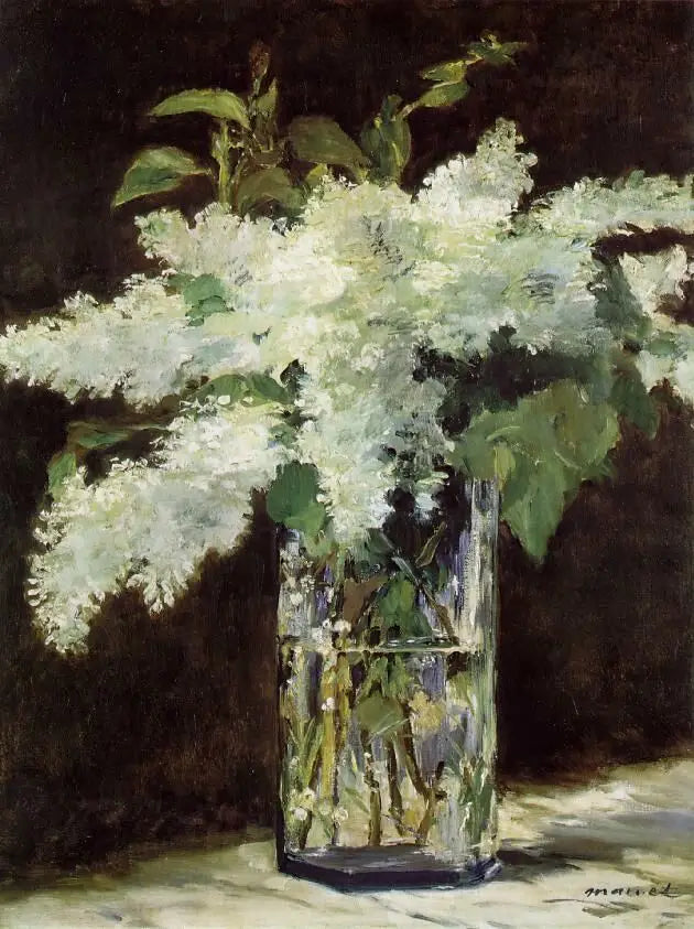Lírios brancos em um vaso de vidro - Édouard Manet
