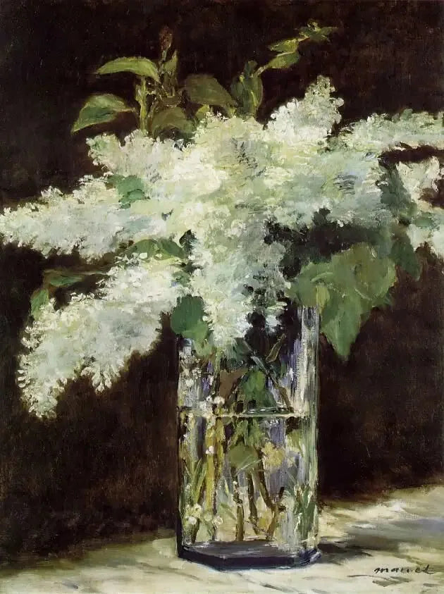 Lilas blancs dans un vase en verre - Édouard Manet image 1 reproduction réalisée par Alpha Reproduction