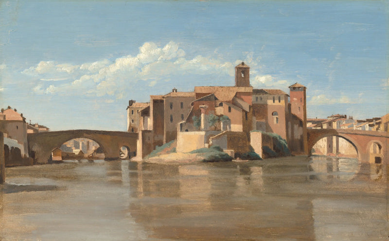 Ilha e a ponte San Bartolomeo, Roma - Jean-Baptiste Camille Corot