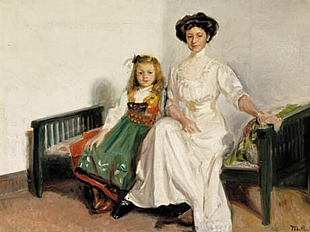 Lillan Zahle et sa fille Wanda Zahle. - Michael Peter Ancher image 1 reproduction de peinture à l’huile