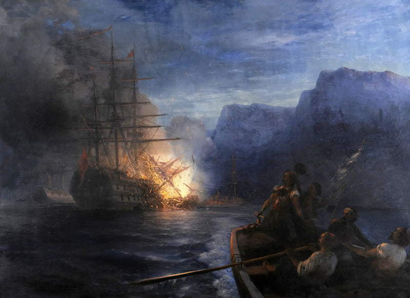 O incêndio do navio capitânia turco por Kanáris - Ivan Aïvazovski