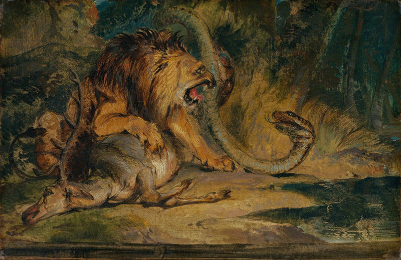 Leão defendendo sua presa - Edwin Henry Landseer