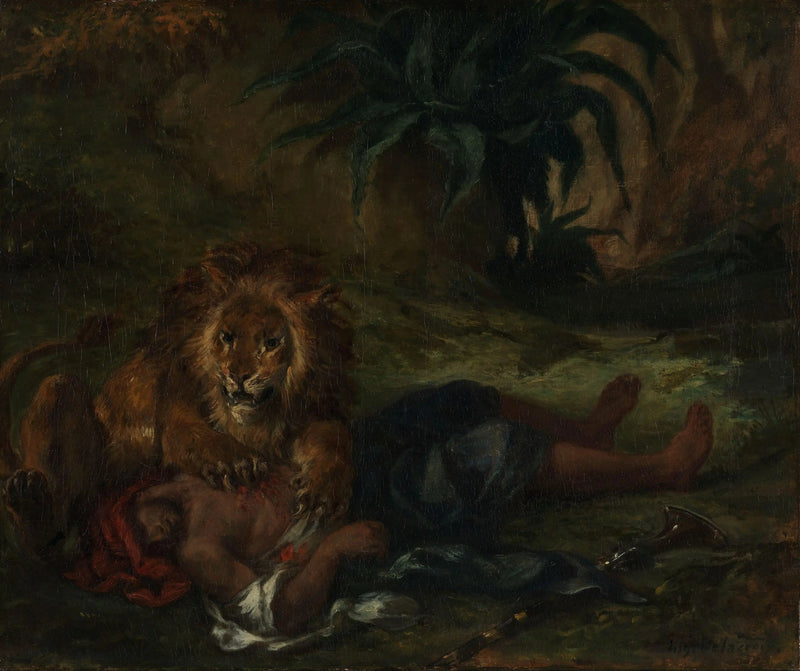 Leão devorando um árabe - Eugène Delacroix