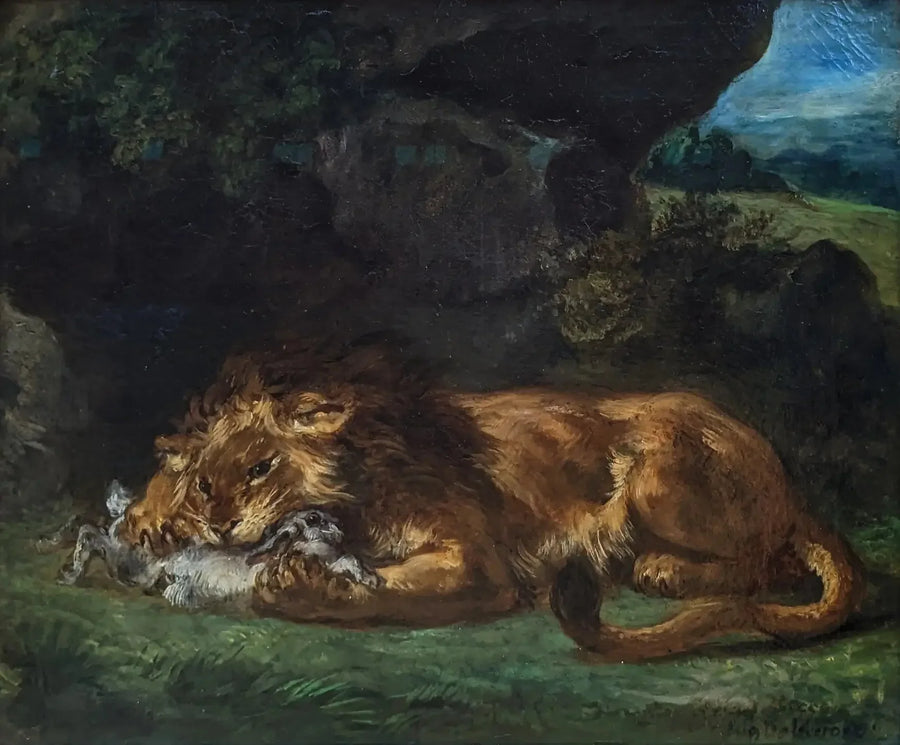 Leão devorando um coelho - Eugène Delacroix