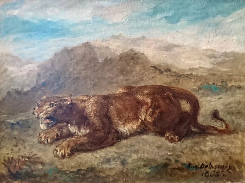 Leoa pronta para saltar - Eugène Delacroix