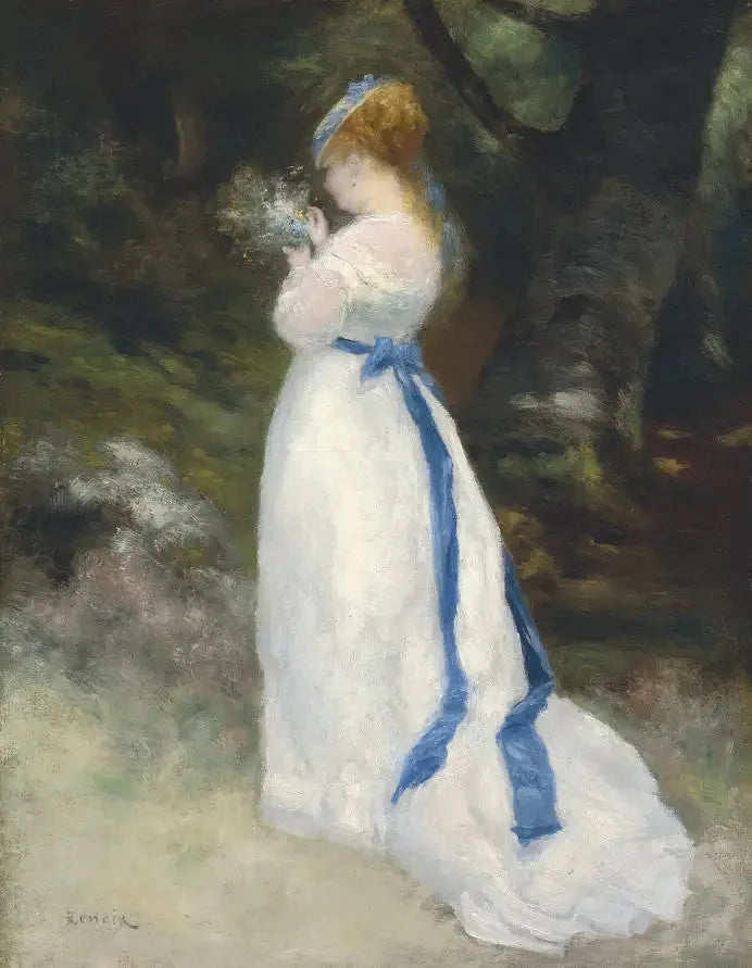 Lise segurando um buquê de flores silvestres - Pierre-Auguste Renoir