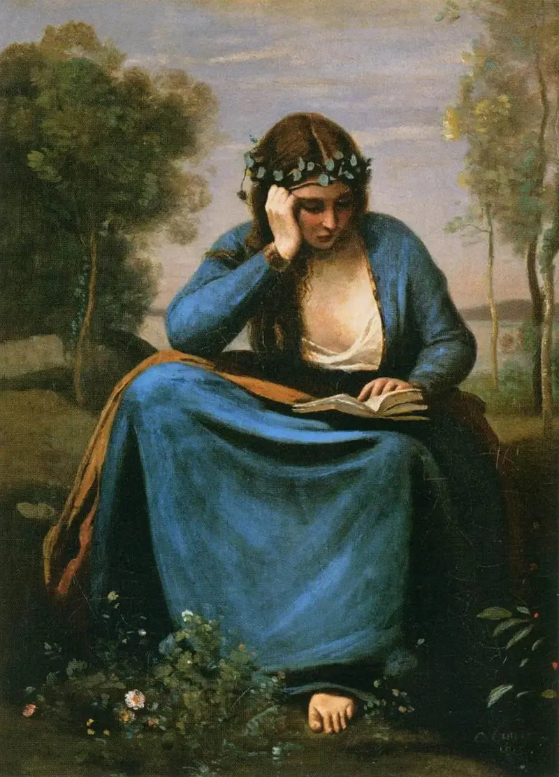 Leitor coroado de flores, ou A Musa de Virgílio - Jean-Baptiste Camille Corot
