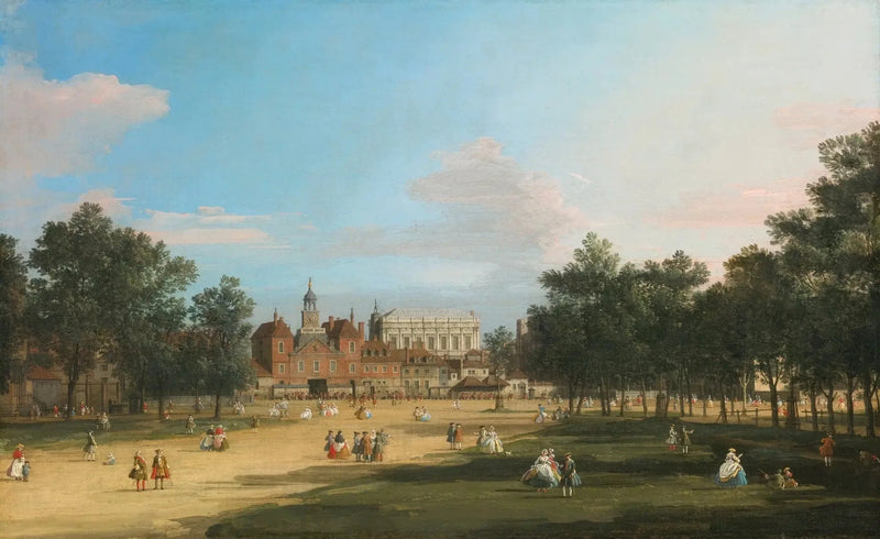 Londres: o antigo edifício dos Horse Guards e Banqueting Hall, desde St James's Park - Canaletto