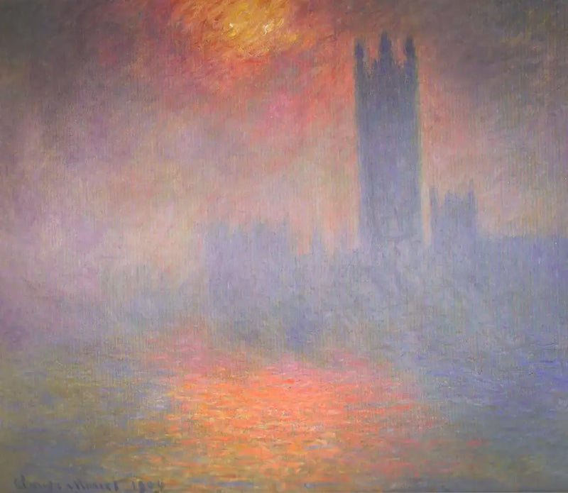 Londres, o Parlamento. Clarão de sol na névoa - Claude Monet