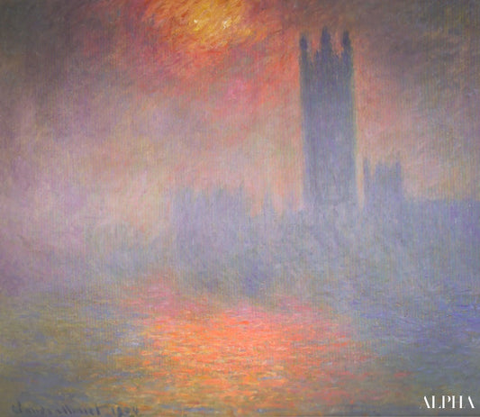 Londres, le Parlement. Trouée de soleil dans le brouillard (W 1610) - Claude Monet - Reproductions de tableaux et peintures haut de gamme