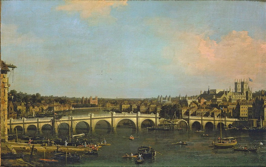 Londres: a ponte de Westminster em reparo desde o norte - Canaletto
