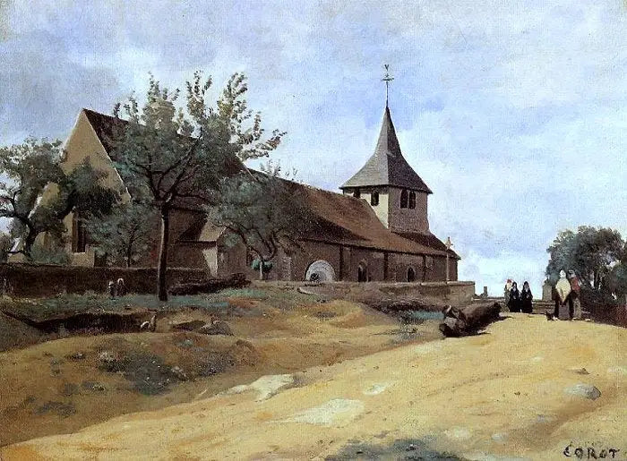 Lormes, a igreja - Jean-Baptiste Camille Corot