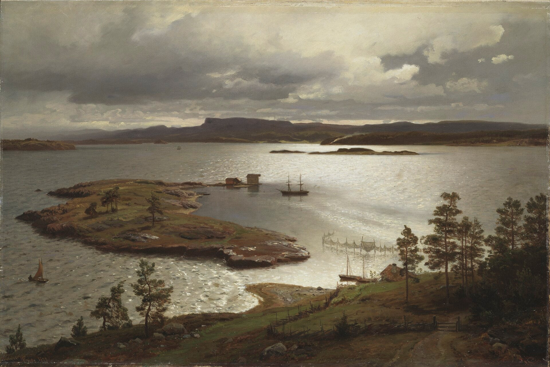Le Fjord de Sandvik, Hans Fredrik Gude, 1879, peinture à l’huile