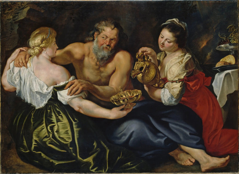 Lote e suas filhas em uma caverna rochosa - Peter Paul Rubens
