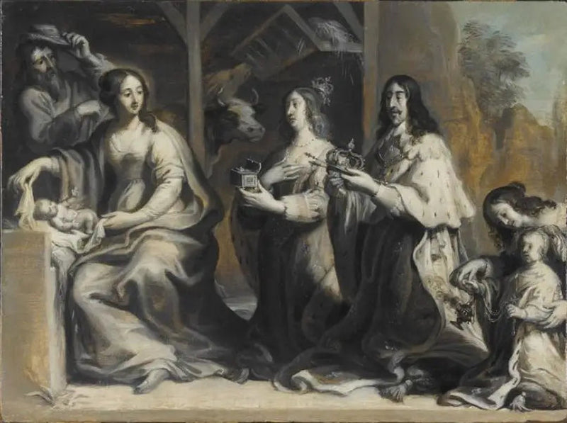 Louis XIII e Anne d'Autriche oferecendo o reino à Virgem durante a Natividade - Juste d'Egmont