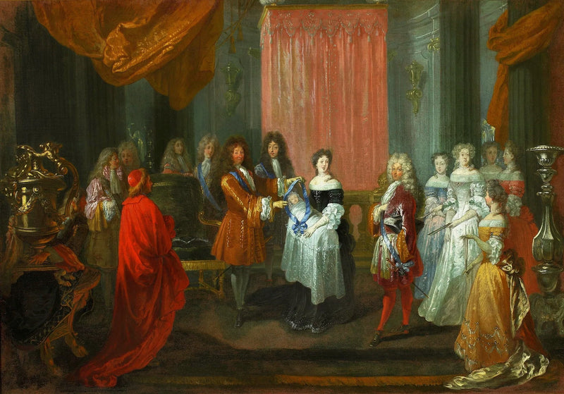 Louis XIV devolve a corda azul ao Senhor duque de Borgonha. - Antoine Watteau