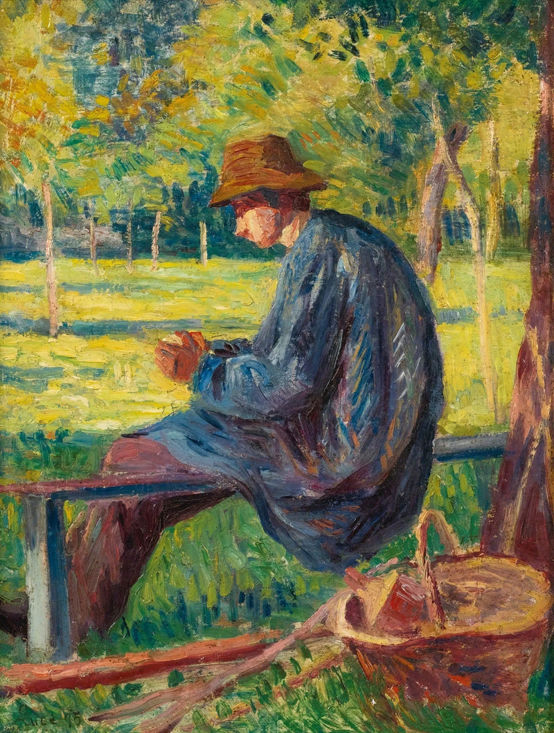 Ludovic Rodo Pissarro no Jardim de seu pai em Eragny - Maximilien Luce