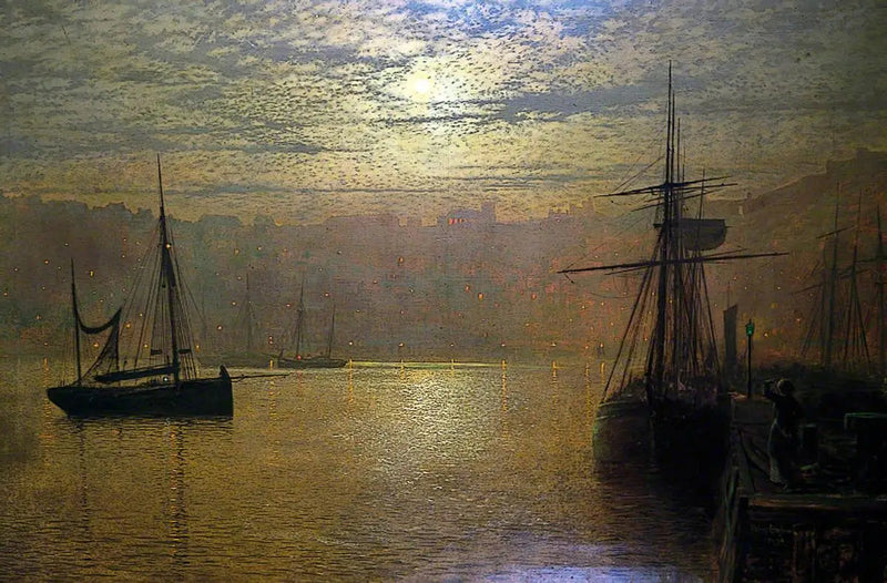 Luzes no porto de Scarborough - John Atkinson Grimshaw