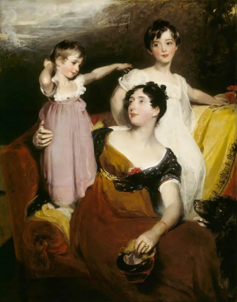 Lydia Elizabeth Hoare, Lady Acland (1786-1856) com seus dois filhos Thomas, mais tarde 11º Bt (1809-1898) e Arthur (1811-1857) - Thomas Lawrence